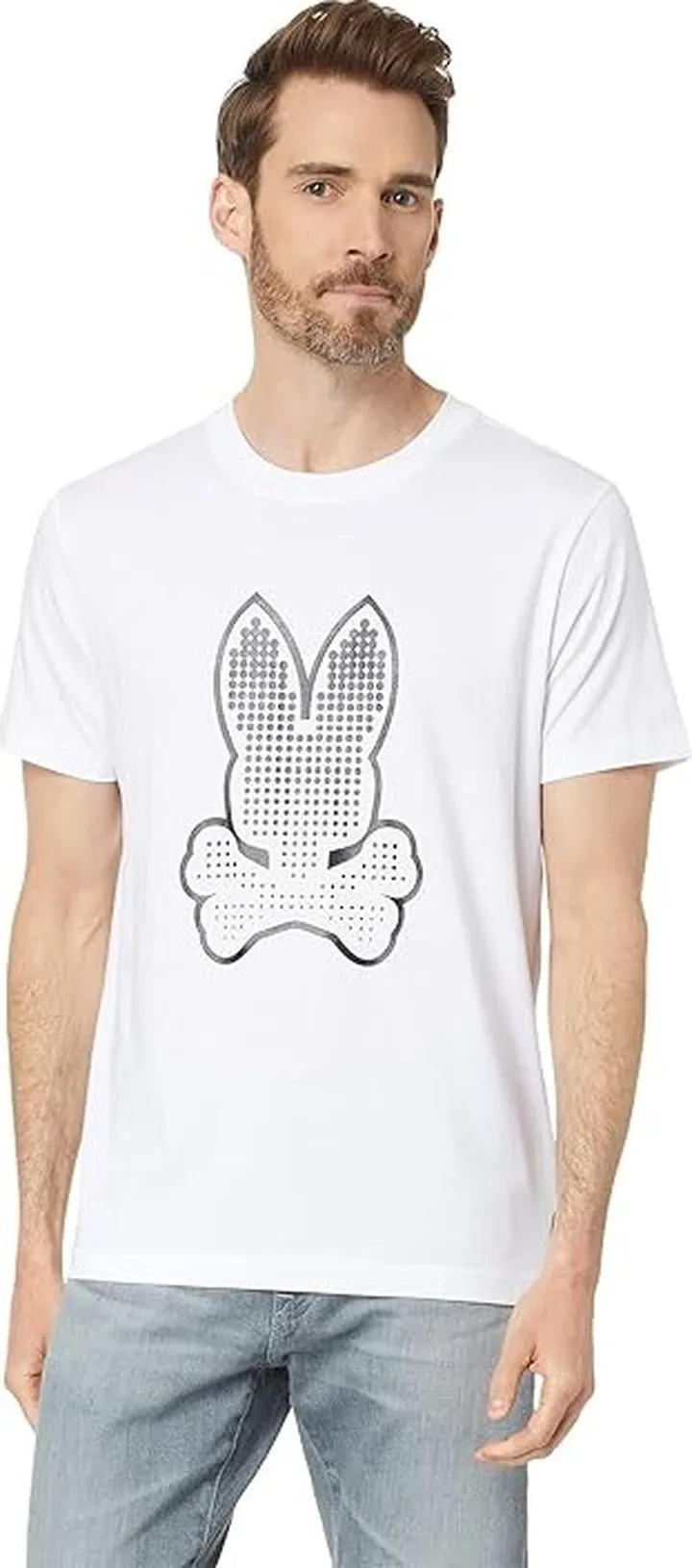 Psycho Bunny Stripe Graphic Tee (White) Men's T Shirt