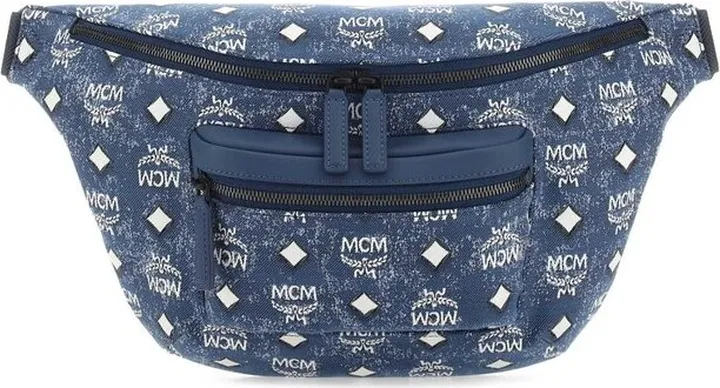 MCM Large Fursten Denim Zip-Up Belt Bag