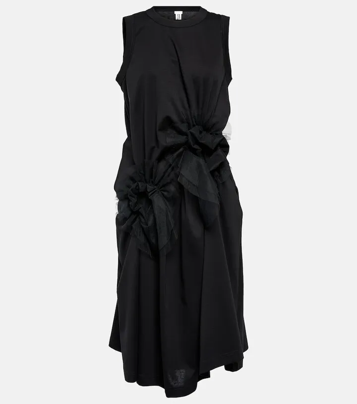 Cotton twill midi dress