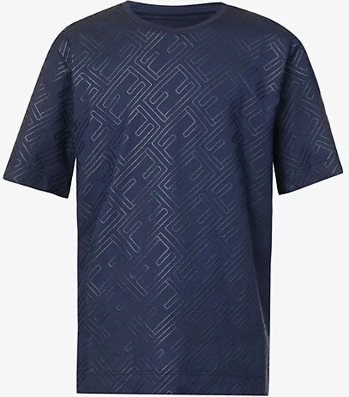 Mens Tribe Monogram-embossed Relaxed-fit Woven T-shirt