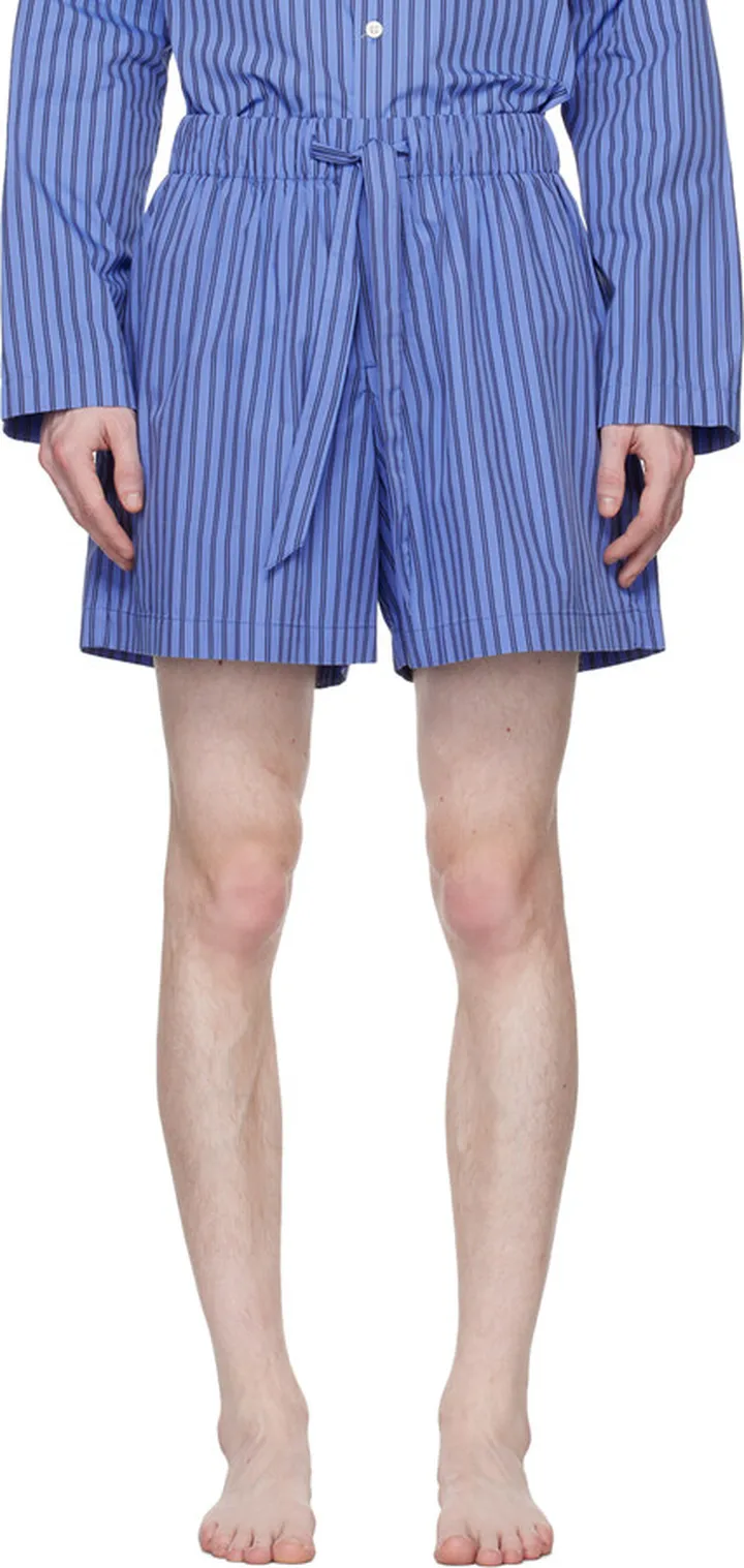 Tekla Blue Striped Pyjama Shorts