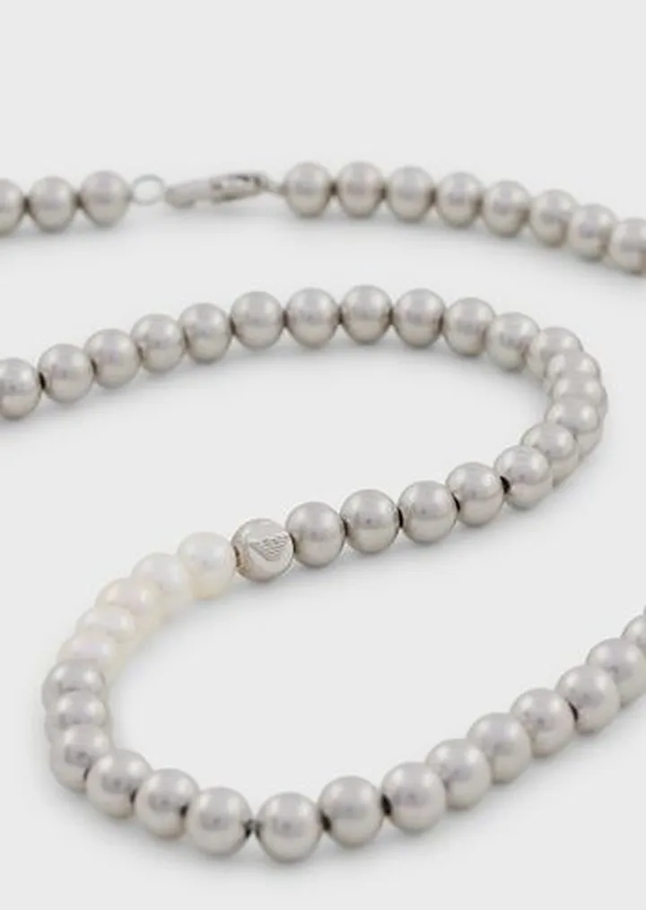 Silver-Tone Brass Beaded Necklace