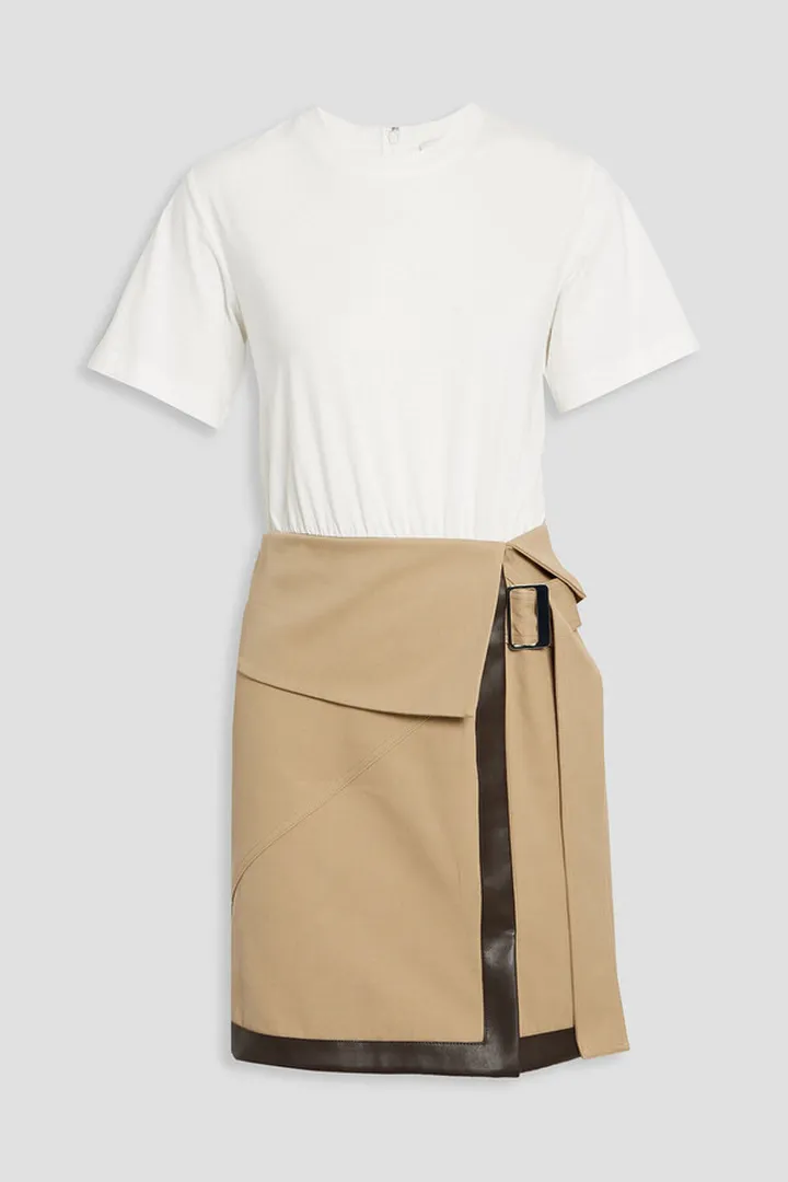 Cotton-jersey and gabardine mini dress