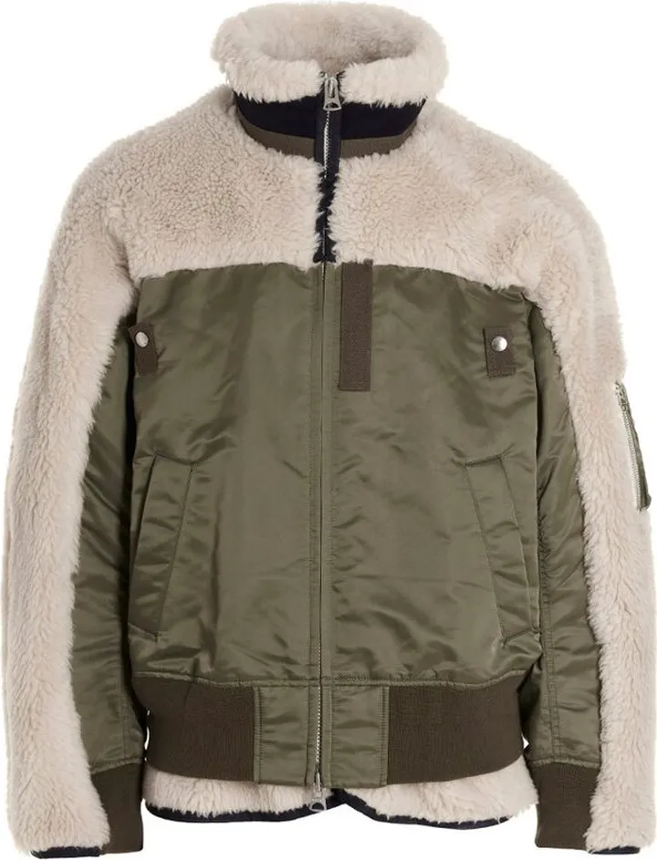 Sacai High Neck Panelled Bomber Jacket