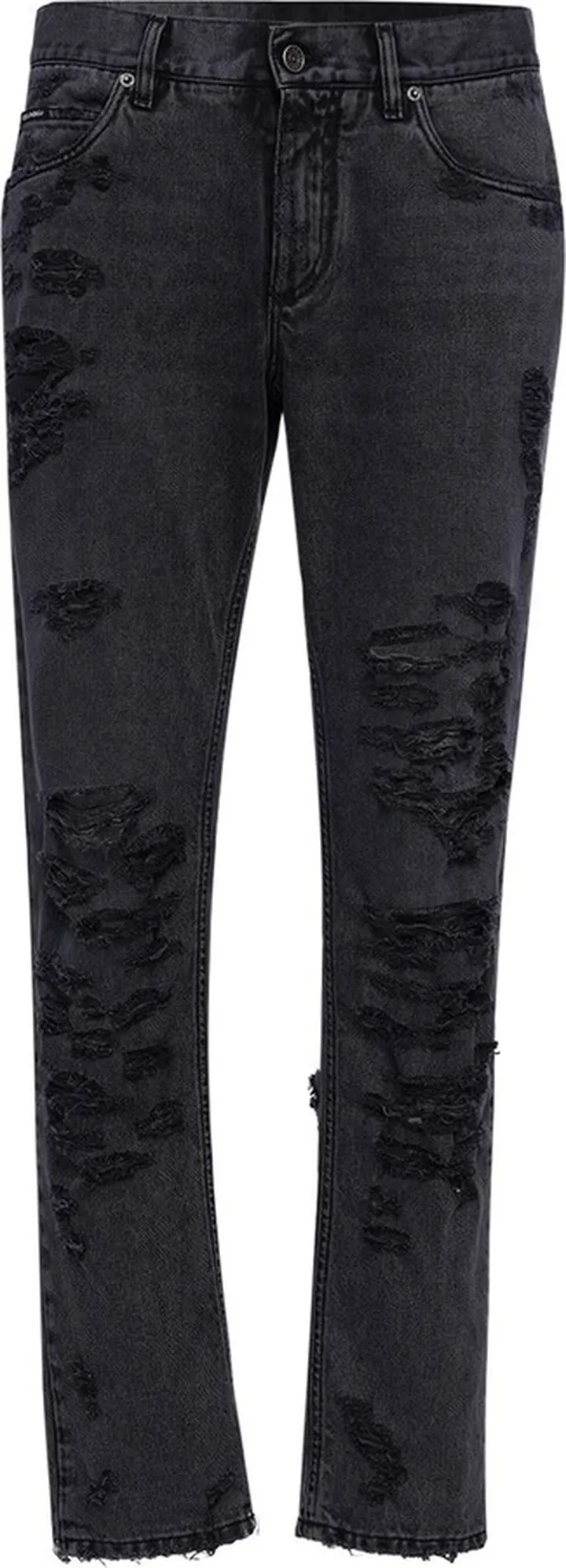 Distressed denim jeans