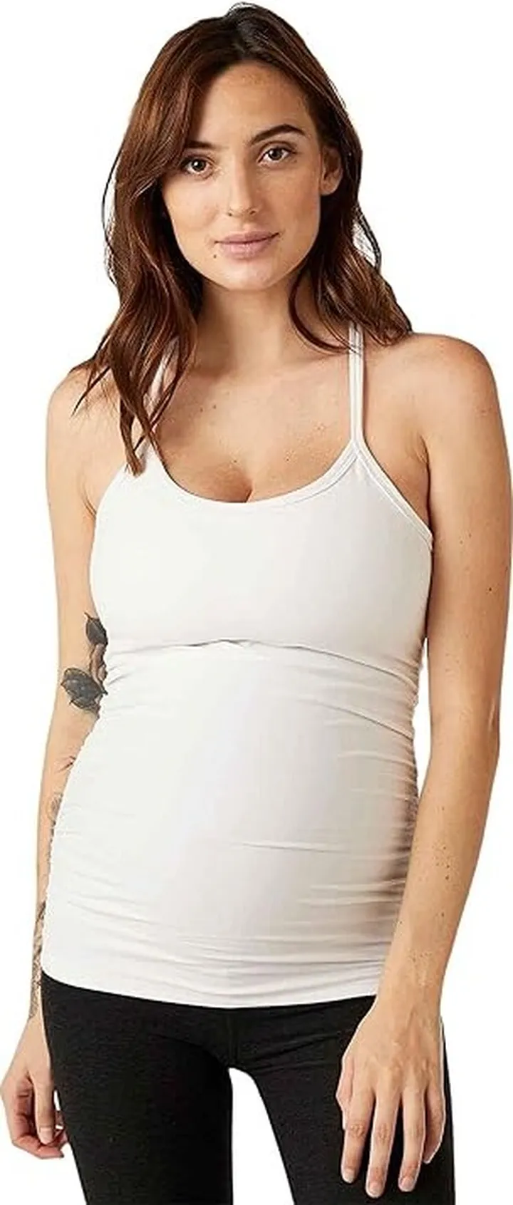 Beyond Yoga Maternity Spacedye Slim Racerback Tank (White Light) Women's Clothing