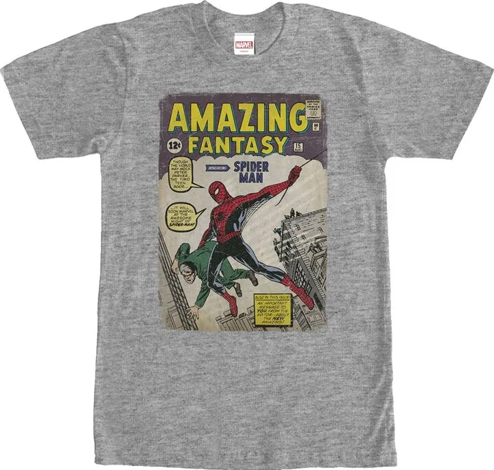 Men's Marvel Spider-Man Comic Book Cover Print T-Shirt - Athletic Heather - 2X Large