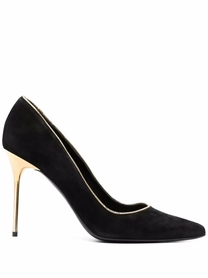 Ruby metallic-trim pointed-toe pumps