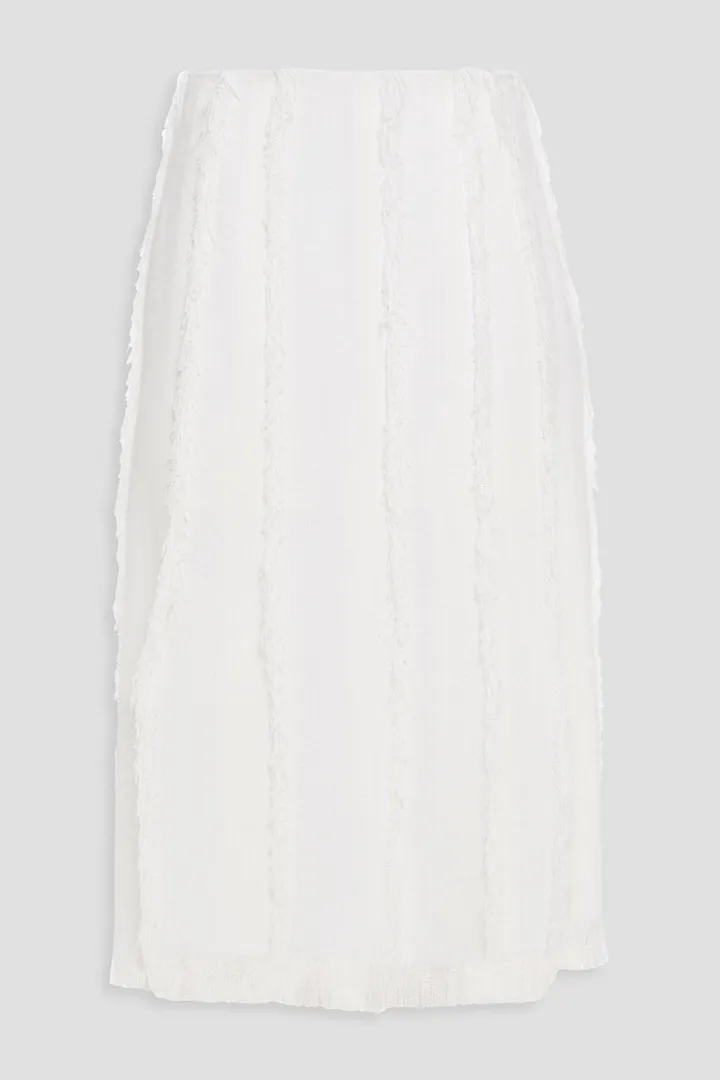 Frayed gauze midi skirt