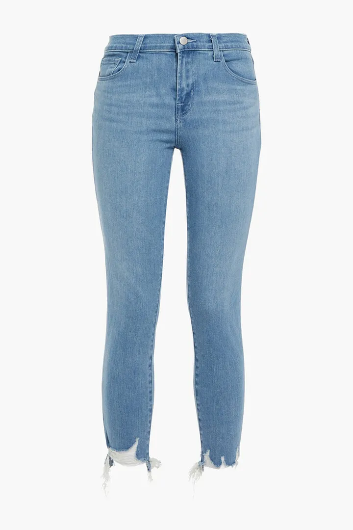835 Cropped Distressed Mid-Rise Skinny Jeans