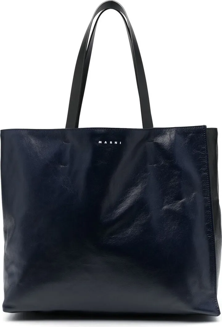 Logo-Print Leather Tote Bag
