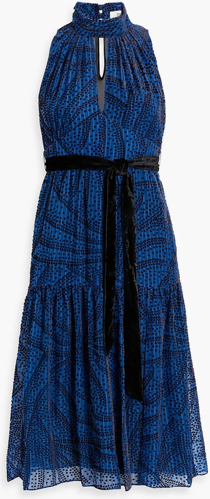Ambrose gathered flocked chiffon midi dress
