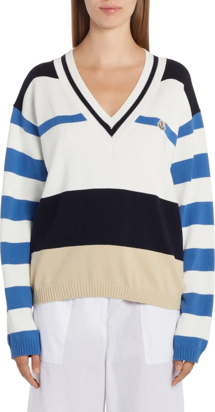 Stripe V-neck Sweater