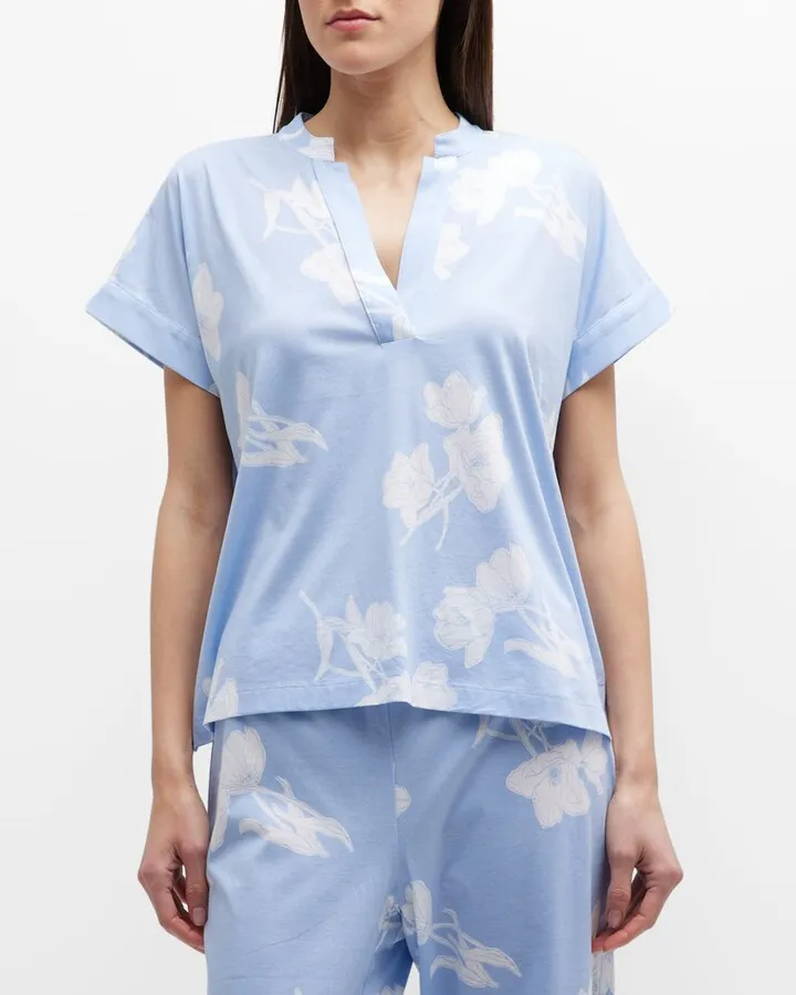 Hana Cropped Floral-Print Cotton Pajama Set