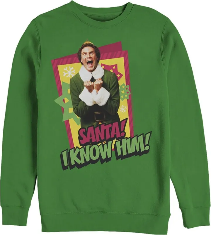 Men's Elf Santa I Know Him Quote Sweatshirt - Kelly Green - Medium