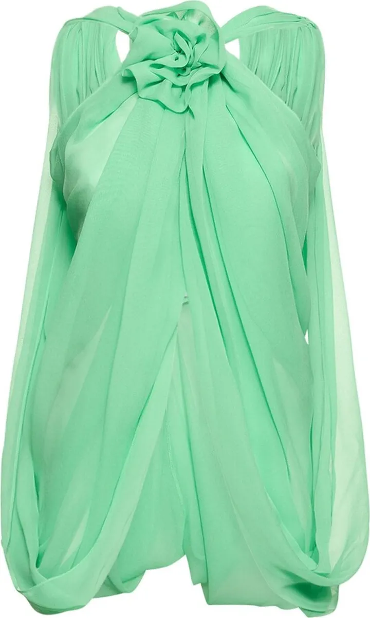 Ella halter draped open chiffon top