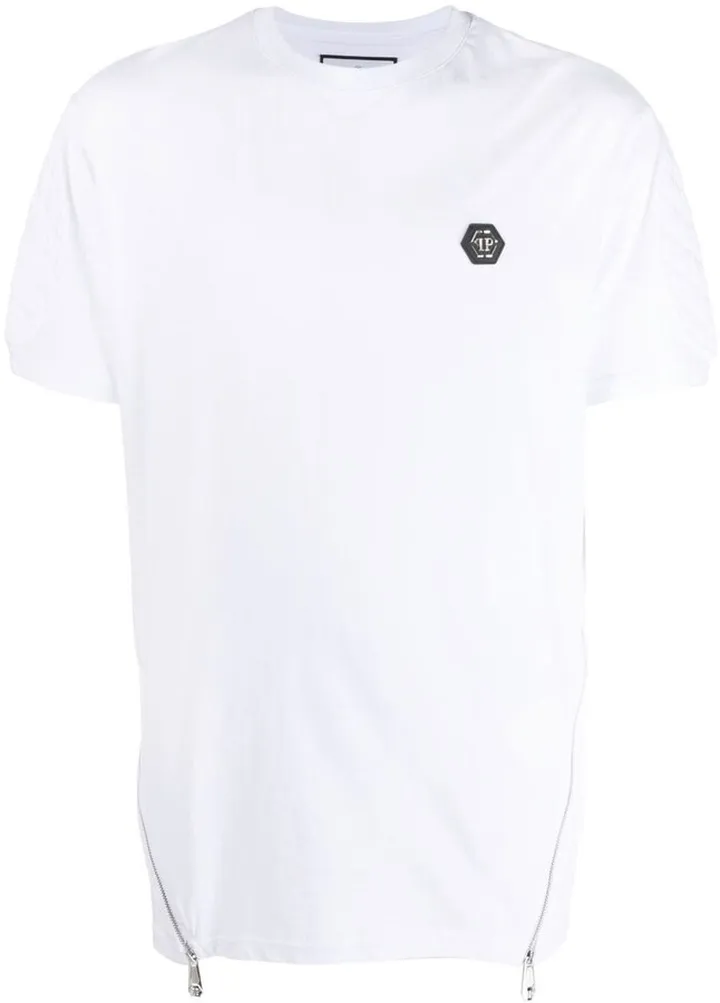 logo-patch zipped T-shirt