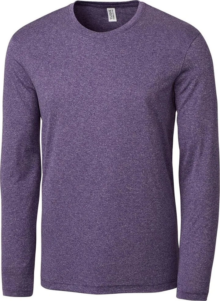 Clique Charge Active Mens Long Sleeve Tee - Black Heather - 3X Large