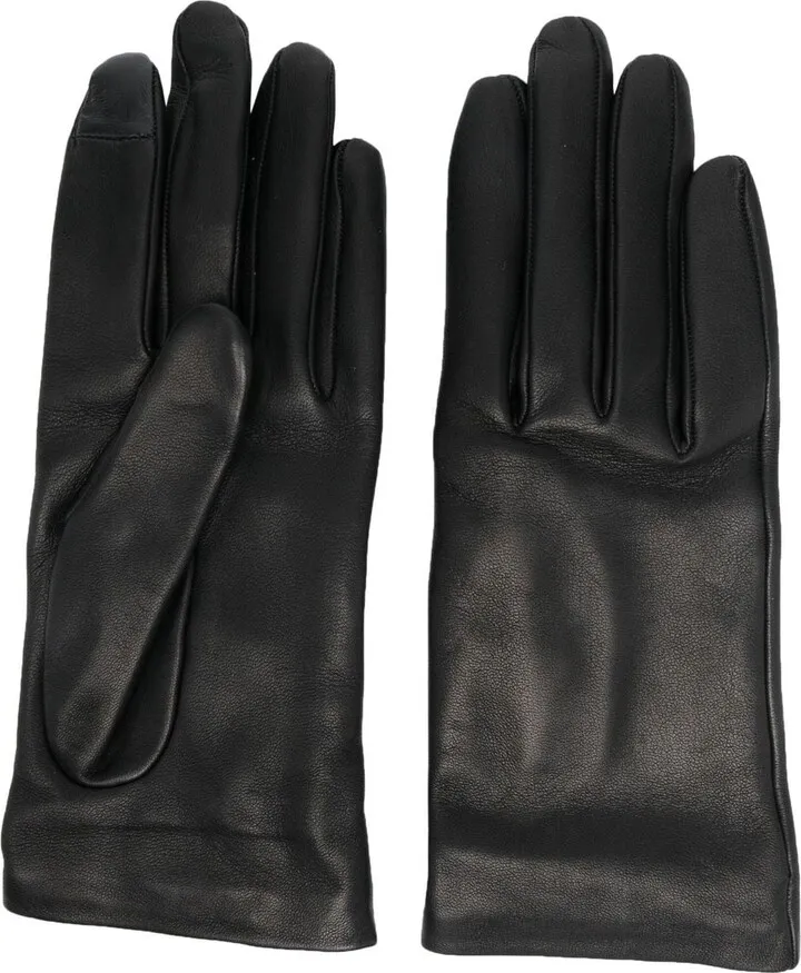 Logo-Plaque Leather Gloves