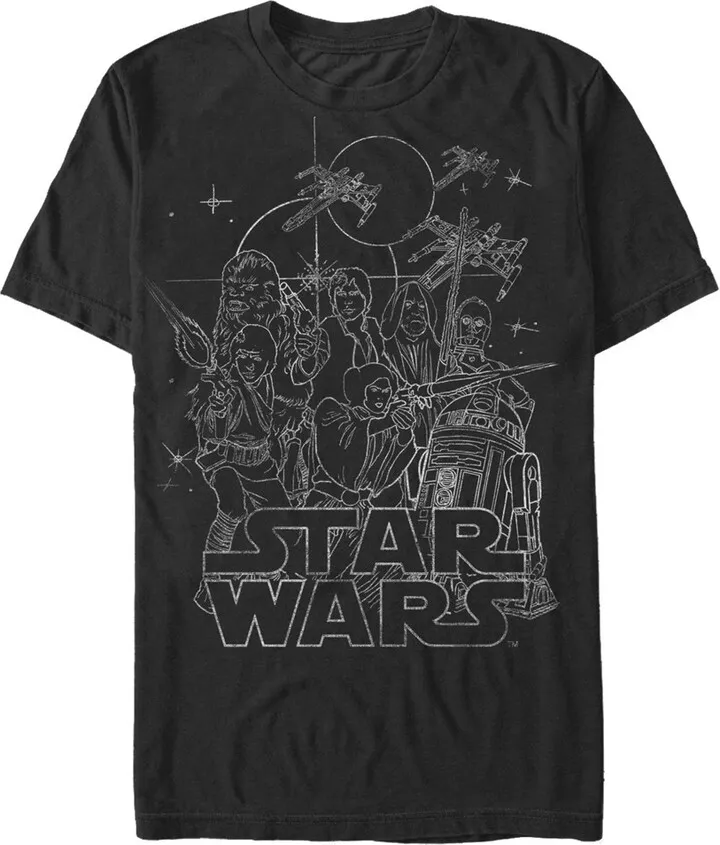 Men's Star Wars Character Outline T-Shirt - Black - Large