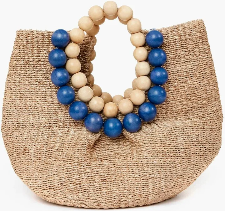 Blue And White Cueba Bead Bag