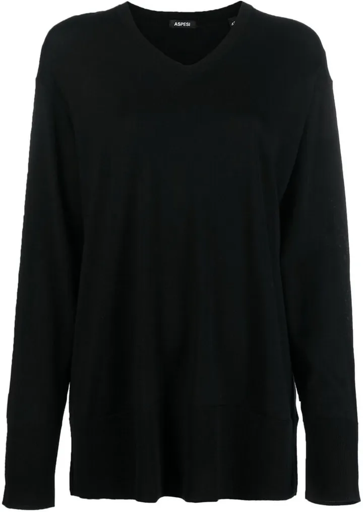 fine-knit V-neck jumper