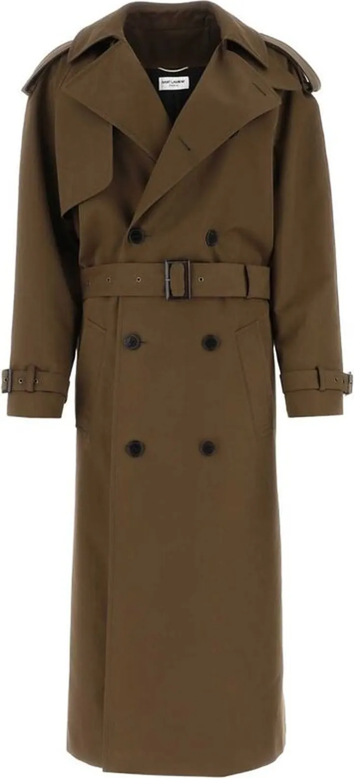 Saint Laurent Belted Long-Sleeved Trench Coat