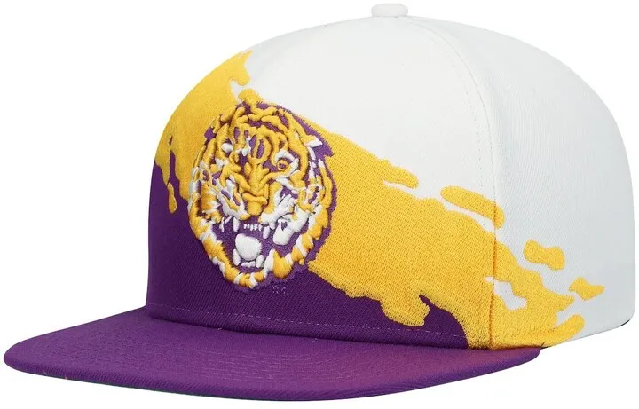 Men's Mitchell & Ness Purple and White Lsu Tigers Paintbrush Snapback Hat