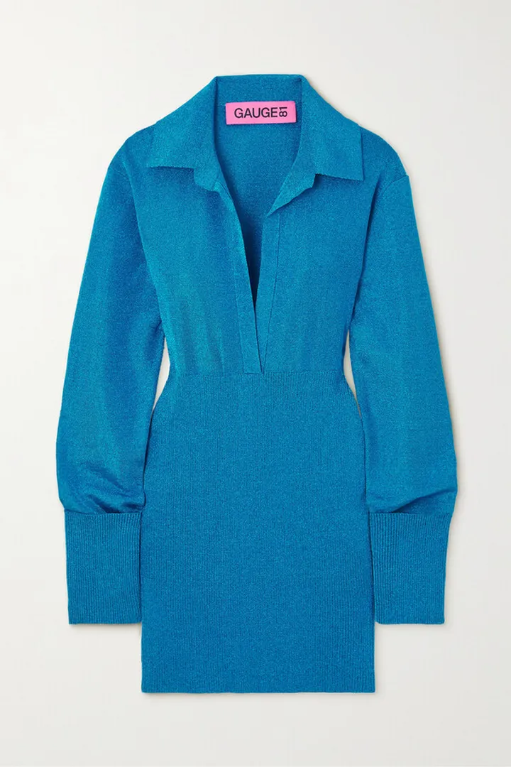 GAUGE81 - Tromso Metallic Cotton-blend Mini Dress - Blue