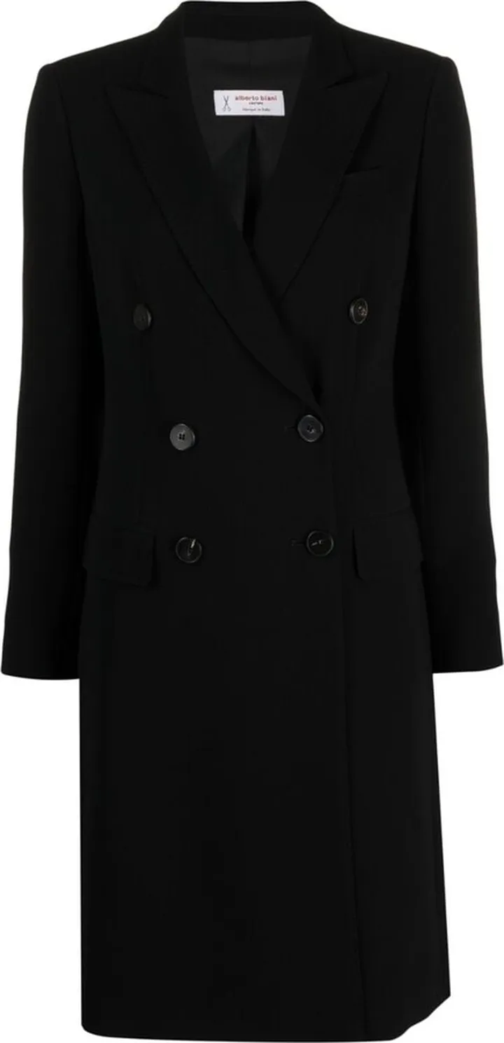 Peak-Lapel Double-Breasted Coat