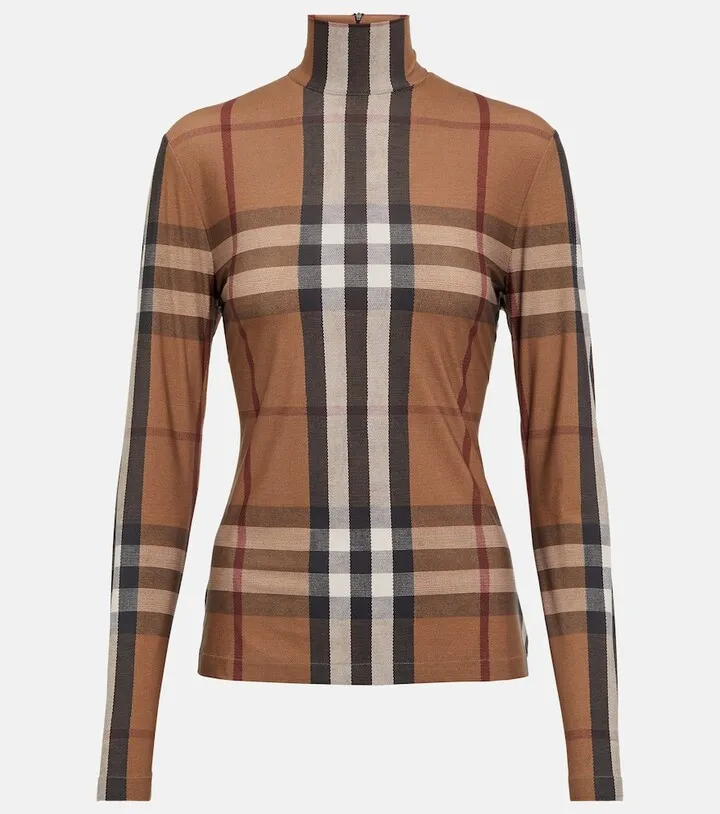 Vintage Check jersey turtleneck top