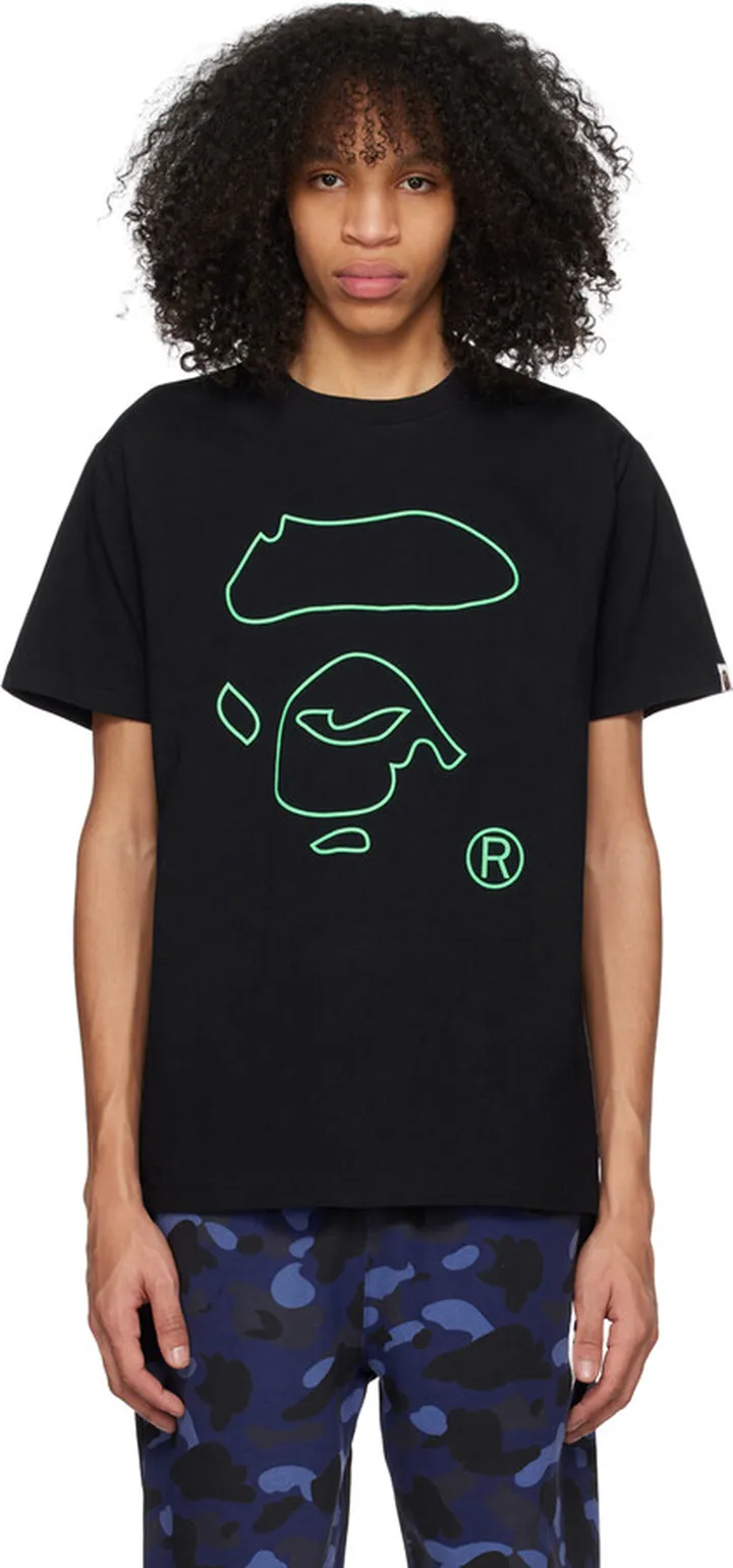 BAPE Black Line Ape Face T-Shirt