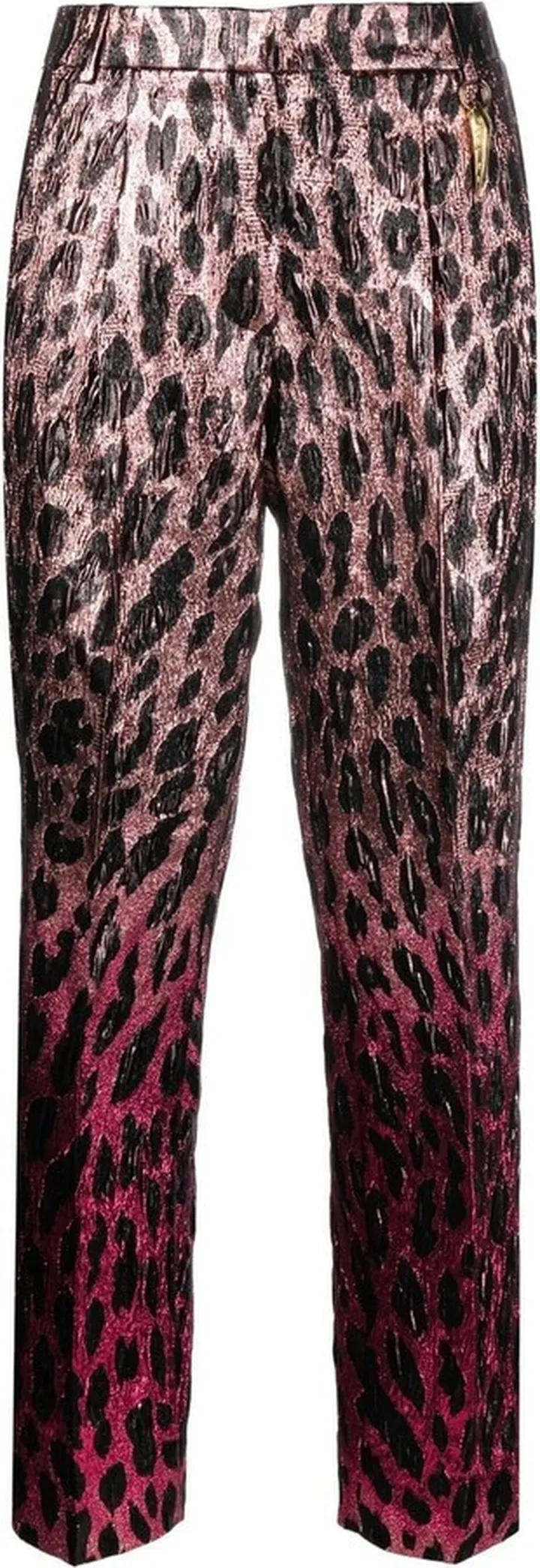 Animal-Print Lamé Cropped Trousers