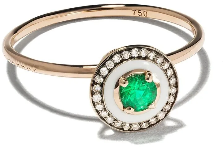 18kt rose gold diamond emerald Mina ring