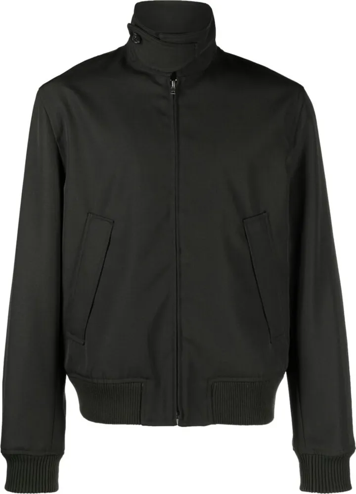 Green Twill Bomber Jacket