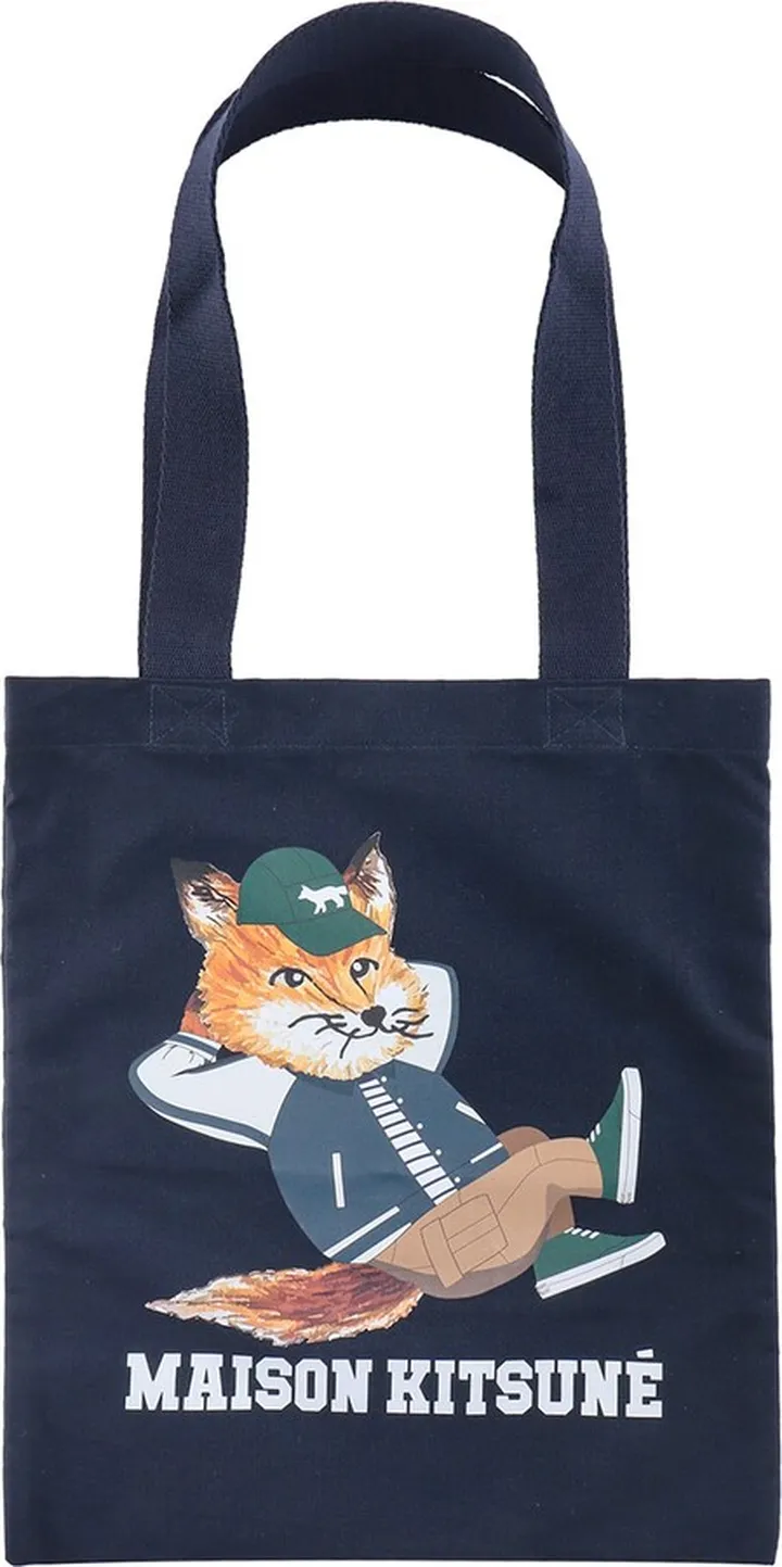 Canvas shoulder bag with frontal print