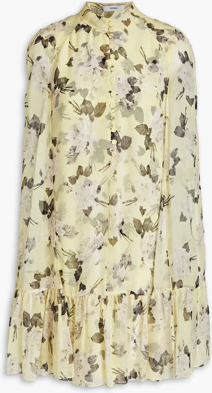 Constantine cape-effect printed silk-voile mini dress