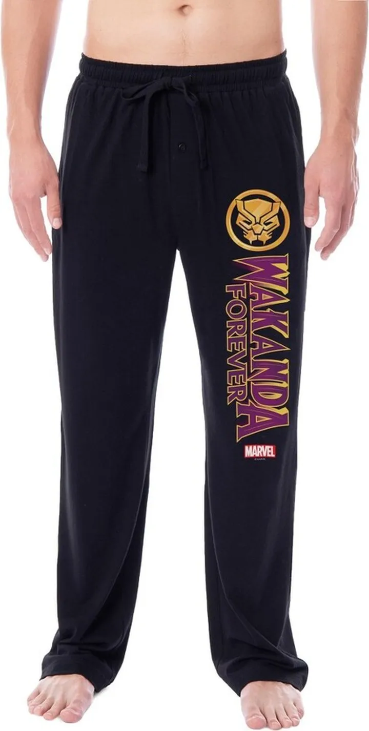 Marvel Comics Mens' Black Panther Wakanda Forever Sleep Pajama Pants (X-Large) Black