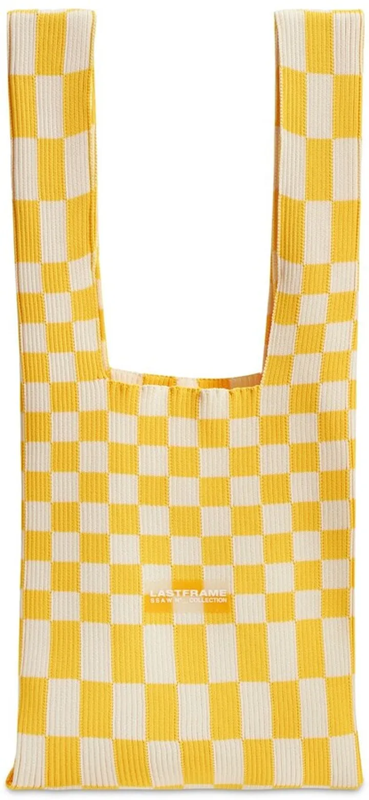 Medium Ichimatsu Rib Knit Shoulder Bag
