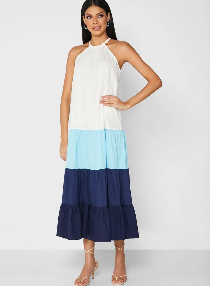 Colorblock Pleated Dress