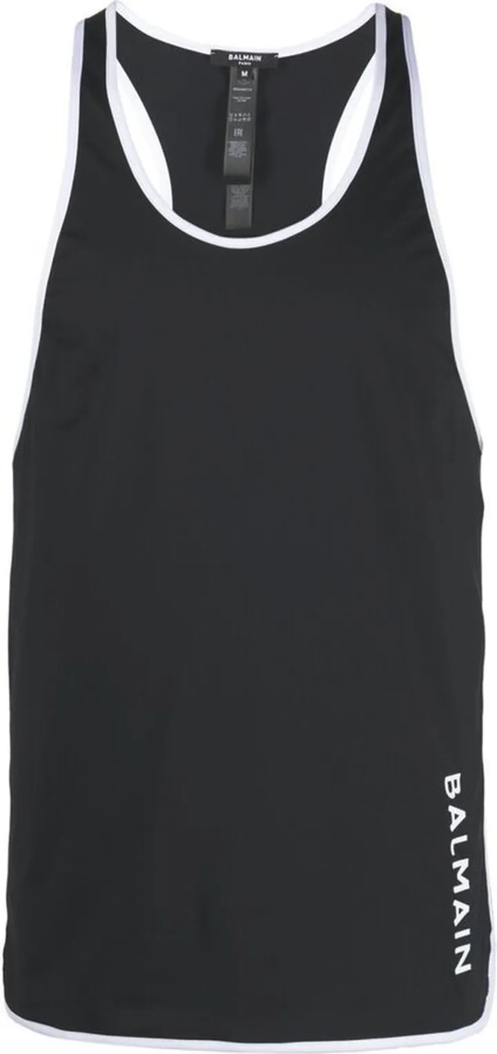 Balmain Logo-Printed Scoopneck Sleeveless Shirt