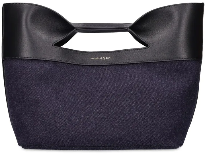 The Bow small denim & leather tote