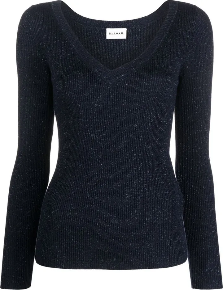 ribbed V-neck jumper