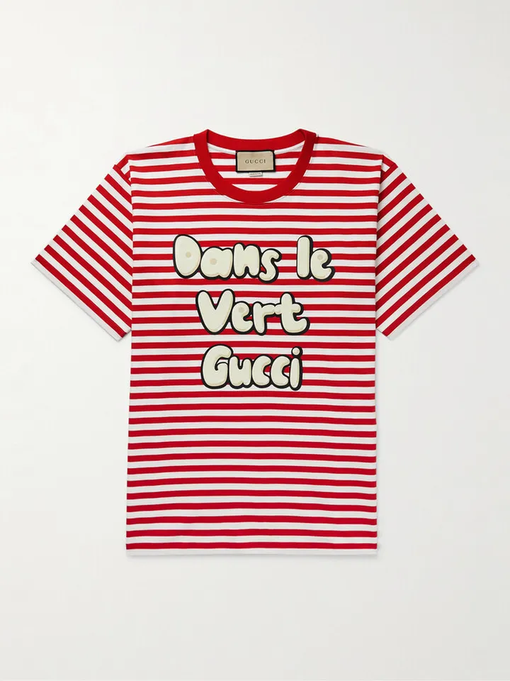 Logo-Print Striped Cotton-Jersey T-Shirt