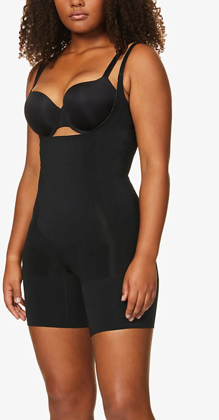 Womens Very Black Oncore Open-bust Stretch-jersey Body