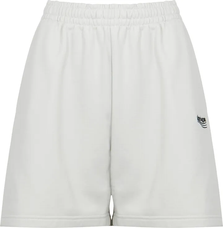 Balenciaga Stone Logo-embroidered Cotton Shorts