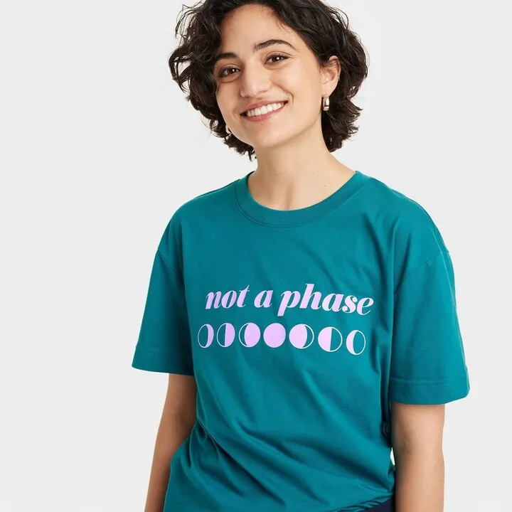 Pride Adult 'Not A Phase' Short Sleeve T-Shirt - Teal Blue XS