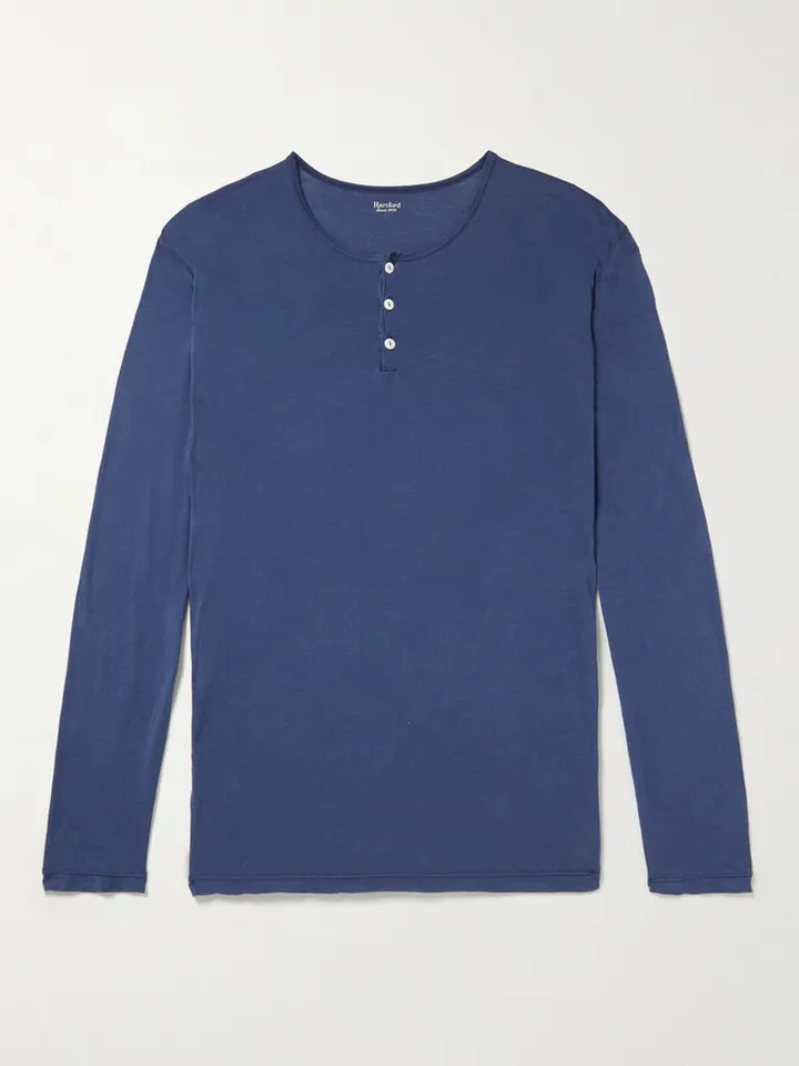 Garment-Dyed Cotton-Jersey Henley T-Shirt