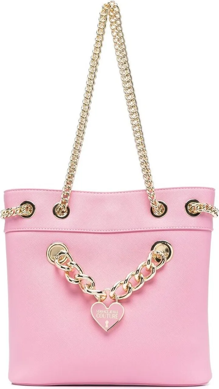 Heart-Charm Chain-Link Shoulder Bag