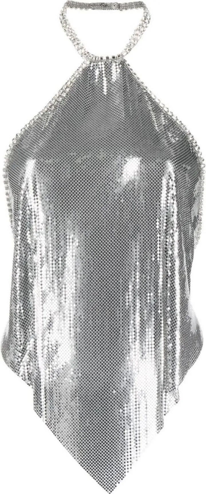 Crystal-Embellished Metallic Halterneck Top